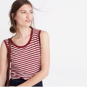 MADEWELL Red and White Striped Muscle Tank